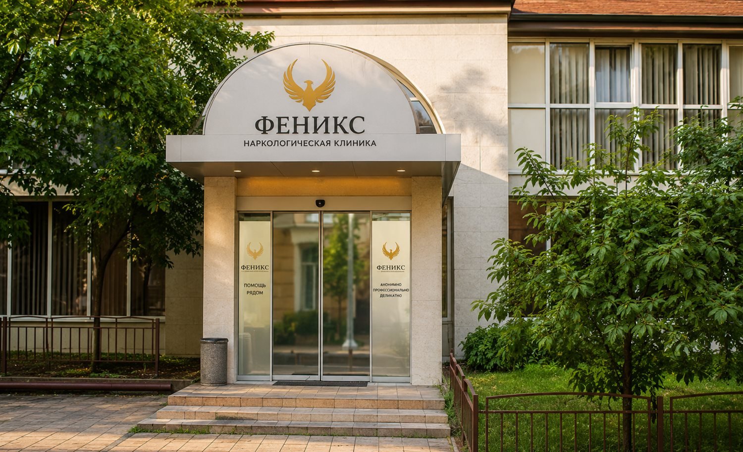 Вход в наркологическую клинику «Феникс» в Приволжске